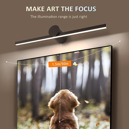 ZitoStory Battery Operated Picture Light with Remote,Wireless Dimmable Art Lights for Paintings Rechargeable Gallery Light Artwork Lighting for Canvas, Portrait (Black,20'' Inch)