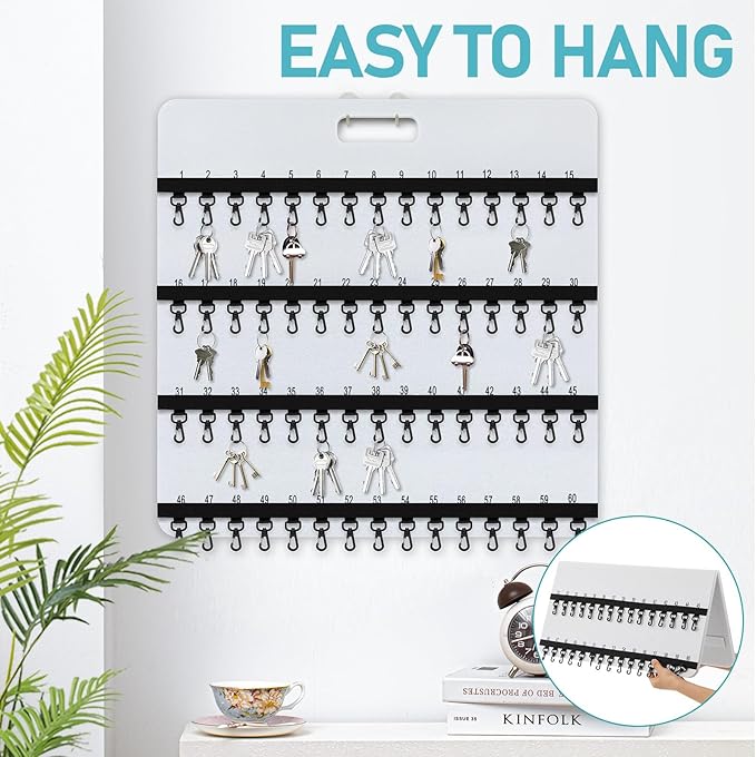 24'' x 24'' Key Rack Wall Mount with 38 Numbered Self Closing Hooks Felt Key Holder Board Storage for Car Dealer Property Manager Valet Parking Residential Small Businesses
