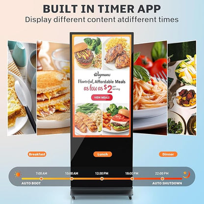 HLEC 55'' Indoor Floor-Standing Digital Signage Interactive Display, 4K Touchscreen Advertising Display LCD Kiosk, Commercial Android Smart System, CMS Software, HDMI/USB Input＆Out/WiFi(4+64G)
