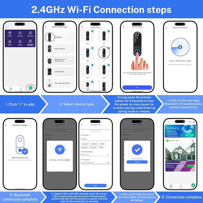 1080p Wireless Video Doorbell Camera with AI Human Detection, 2-Way Audio, Night Vision, Cloud Storage, Real-Time Alerts, 2.4G Wi-Fi Only