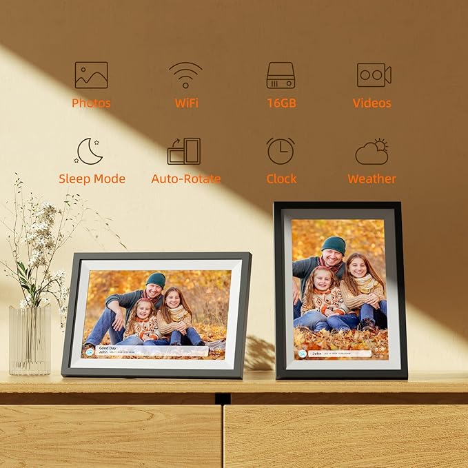 Digital Photo Frame,10.1 Inch Frameo Digital Picture Frame, 1280x800 IPS LCD Touch Screen,Auto-Rotate,16GB, Supports SD Cards,Share Moments Instantly via Frameo App from Anywhere,Gifts for Your Loves