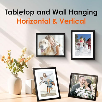 FIXSMITH 8x10 Picture Frame 1 Pack, Photo Frame with HD Plexiglass, Display Pictures 5x7 with Mat or 8x10 Without Mat, Picture Frames Collage for Tabletop or Wall Display, Black