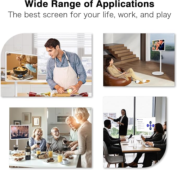 Portable TV on Wheels, Portable TV 4K Touch Screen TV, TV on Wheels 8G+128GB, Portable Smart TV Android 13, Built-in Battery(5-8H), Full Swivel Rotation, Remote Control (32 inches)