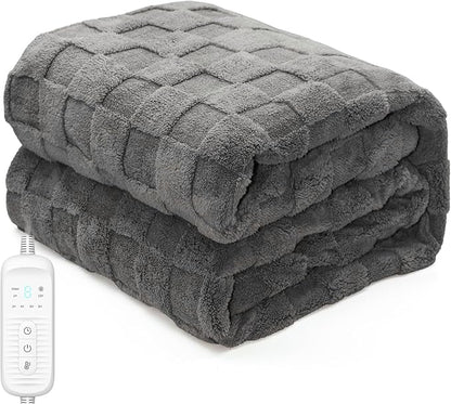 Electric Heated Blanket Throw - 50"x60" Heating Blanket Throw House Warming Gifts New Home, Ultra Soft Warm Flannel Sherpa Fast Heat,8 Heat Level 10 Hours Auto-Off ETL Certified