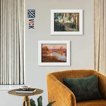 VCK 8.5x11 Picture Frames white Set of 6, Wide Border Wood Multi Certificate 8.5 x 11 Frame, Family Photos, Office Prints, Studio/Gallery Artwork, Woodgrain Series, Tabletop & Wall Hanging