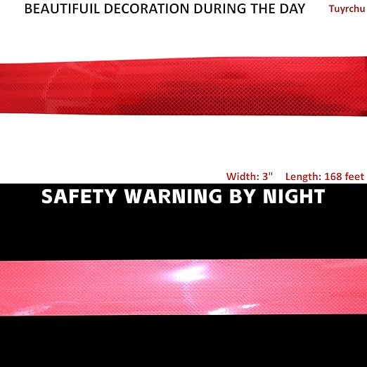 Non Fading Reflective Tape Red 3 inch, Outdoor Waterproof High Visibility Warning Industrial Marking Tape, Safety Stickers (68 feet)