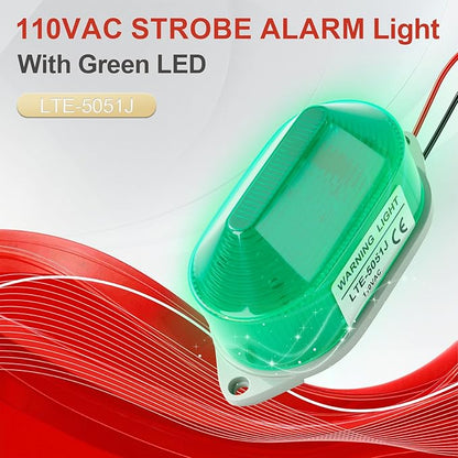 AC110V Strobe Siren Industrial Warning Light with Green LED and 105dB Buzzer, Ultra-Bright Signal Flashing Alarm Light for Safety and Alert, Oval