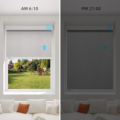 ZSTARR Motorized Smart Blind for Window,Automatic Blackout Roller Shade Compatible, with Remote Control, Child Safety Rechargeable Battery Blind with Valance,Customize (Buff Colour)