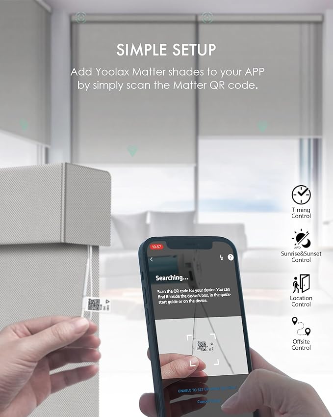Yoolax Smart Blinds, Motorized Matter Solar Shades Flame Resistat Automatic Blinds for Windows Motorized Shades Compatible with Alexa, Google Home, Homekit (Solar-3% Openness Greyish White)