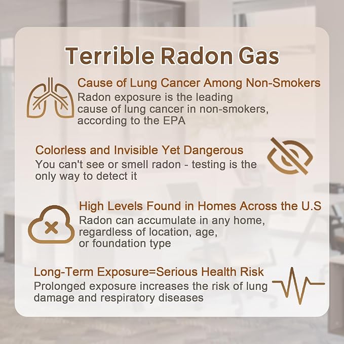 Bluetooth Radon Detector for Home, Portable Radon Tester with Real Time Gas Concentration, Temp & Humidity Monitoring, App Alerts, Detect Hidden Risks and Breathe with Confidence