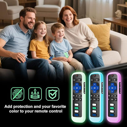 for Roku-Remote-Cover,Compatible with All Roku TV Remote Glow in The Dark Silicone Protective Case Blue and Green 2-Pack