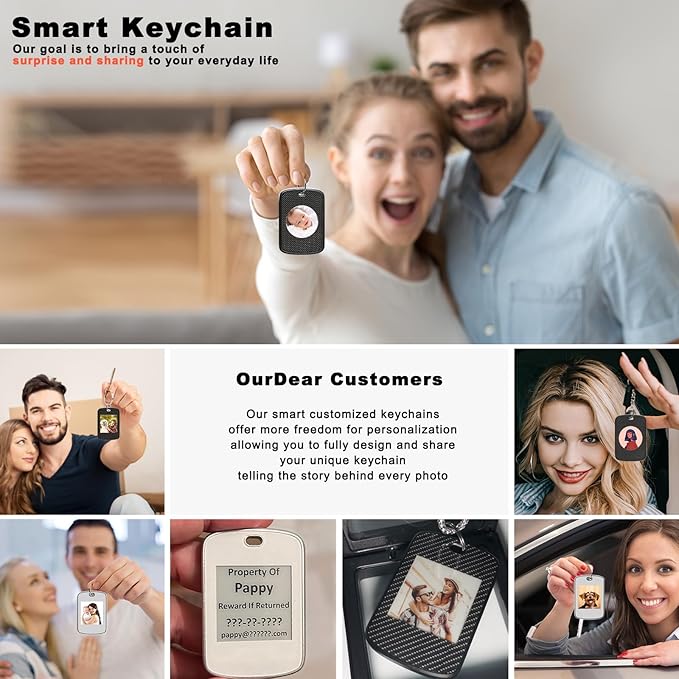 Photo Keychain,Picture Keychain,E-Ink Custom Photo Keychain with FindMy Tracker and Custom Design Color Photo,Text,Item Locator for Key,Pets,Luggages,iOS 14.0 and Up,Great Gift for Family and Friends