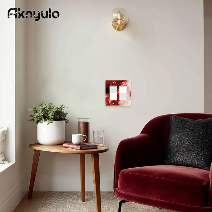 Rich Burgundy Marble Acrylic Light Switch Wall Plate Plates Decorative Electrical Outlet Cover Plates Acrylic 2 Gang Wall Outlet Covers Switch Plates