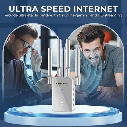 2026 Best WiFi Extender Signal Booster - 6X Faster Internet Extender WiFi Booster for Home, Long Range up to 15,588 Sq Ft, WiFi Repeater w/Ethernet Port, 1-Tap Setup, Compatible with Wireless Routers