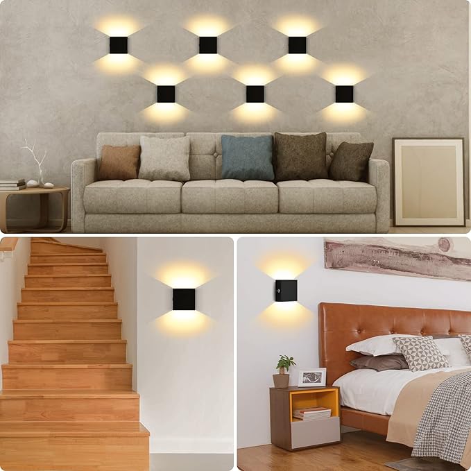 Lightess RGB Battery Operated Wall Sconce with Remote, Dimmable LED Wall Light Rechargeable, Up Down Wall Mount Lights for Hallway Living Room, Black, LG9945887