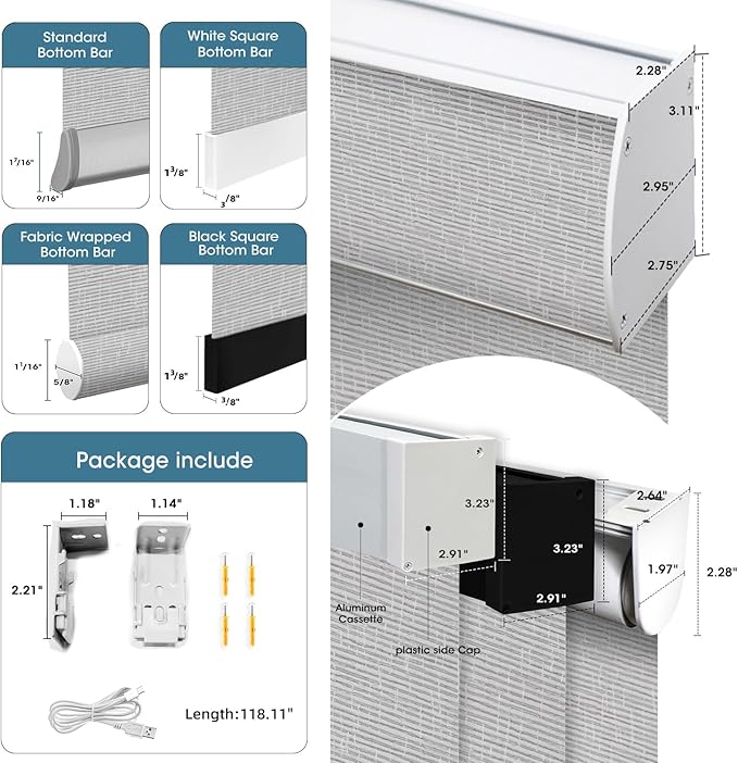 SmartWings Motorized 100% Blackout Shades Blinds, Custom Size, Cordless Window Shades with Rechargeable Battery, Works with Matter/Apple HomeKit, Alexa, Thread/Zigbee, Remote Optional, Safar Smoke