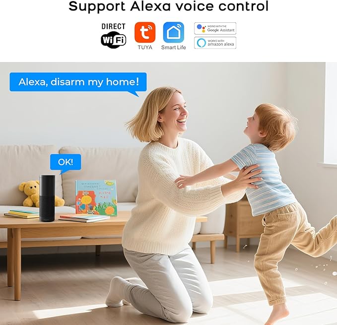 Security Systems for House 12Pcs WiFi+GSM/4G DIY Kit,Door/Window Home Alarm System Tuya APP Real-Time Alert,Remote ControlMotion Detectors for Home,Apartment,Kids Safety NO Monthly Fees