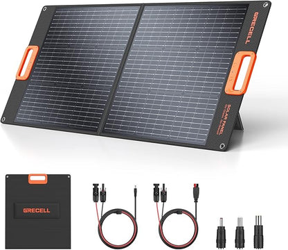 500W Portable Power Station with 100W Solar Panels 519Wh Solar Generator Outdoor Backup Lithium Battery Pack Power Supply with AC Outlet 110V for Tent Camping Home Emergency Traveling RV Trip