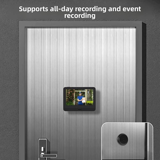 Zopsc Peephole Camera 1080P, Digital Door Viewer with 4.3in Color Screen, PIR Human Detection, High Definition Recording, Voice Changing, for Home Security Monitoring
