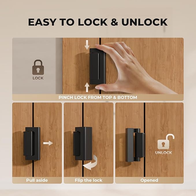 2 Pack Home Security Door Reinforcement Lock, Childproof Safety Door Lock Latch Stopper, Removable Screw-Mounted, Prevent Home Unauthorized Entry, Aluminum Construction, Withstands 800 lbs