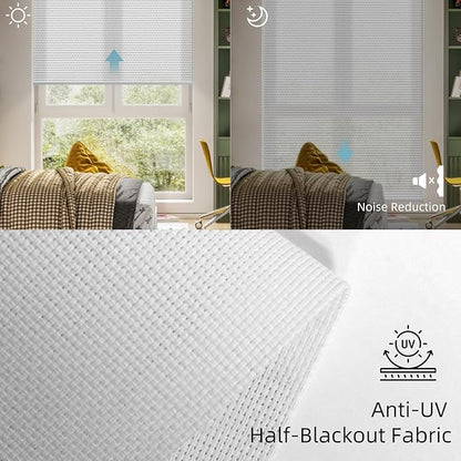 SmartWings Motorized Roller Shades 5% Openness Work with Homekit, Alexa SmartThings Google, Zigbee Motor Smart Blinds for Windows, Cordless Remote Control Window Shades, Rechargeable, Customized, Ice