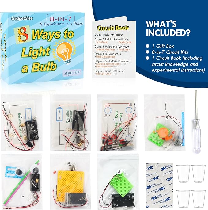 Science Circuit Kit Electricity for Kids Age 8-12, STEM Electrical Circuits Light Bulb Experiment, Electric Energy Technology Project Kits, STEAM Toys Science Gifts for 8 9 10 Year Old Boys Girls