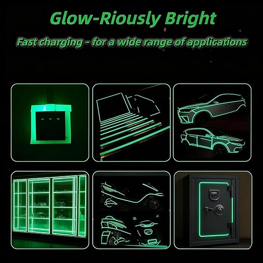 Glow in The Dark Tape 0.5Inch x 50FT - High Visibility Reflective Tape, Waterproof Adhesive Glow Tape for Stairs, Steps, Halloween DIY, Bikes, Cars, Safety Signs