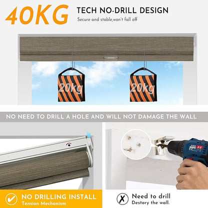 Persilux Smart Motorized Blinds with Remote, No Drill Automatic Roller Shades for Indoor Windows, Light Filtering Linen Fabric, Electric Blinds for Windows, Weave Caribou C162-5, Custom Size