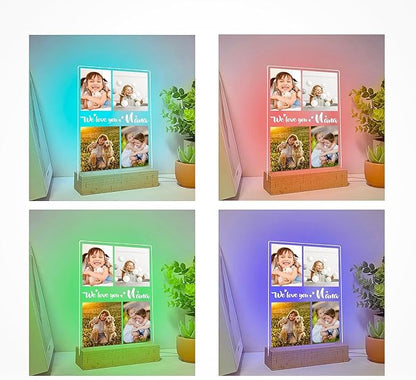 Custom Picture Frame with Photo, Personalized Photo Frame with Night Light, Customized Photo Frames, Personalized Valentines Day Gifts for Girls, Boys, Kids