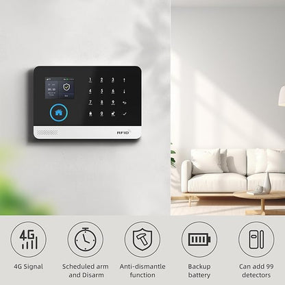 PGST WiFi+GSM 4G Home Smart Alarm, Wireless Home Security Alarm System, Door/Window Sensor Entry Sensors with Smart Life App/Tuya App Alert, with Google Assistant and Alexa