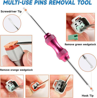 MUYI 371PCS DT Connector Kits, 2/3/4/6/8/12 Pin Connectors for 20 18 16 14AWG Cable Harness, Included Size 16 Solid Barrel Contacts, Wire Crimper, Wire Strippers and Pin Socket Removal Tool