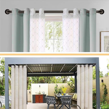 Brown Curtain Rods 18 to 45 Inch, Industrial Curtain Rods,Adjustable Length,1 in Diameter Pipe,Wall or Ceiling Mounted,for Bedroom and Living Room(Antique Bronze 18” to 45”)