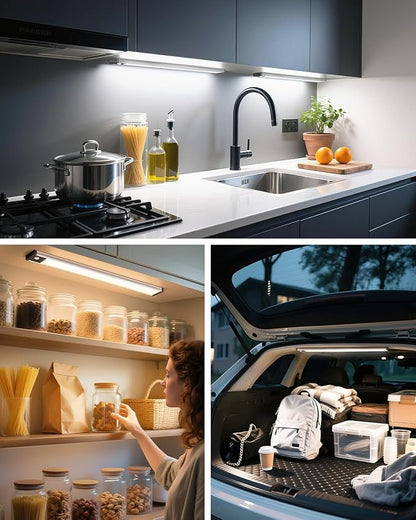 17.5Inch Under Cabinet Lighting, 4500mAh Rechargeable Battery Motion Sensor Light Indoor, Wireless Under Cabinet Lights for Kitchen, Closet(4 Pack)