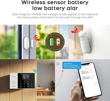 PGST Home Security System,12 Pieces Wireless Alarm System with Door Alarms,Motion Detector,Loud Siren,4G Calling/Phone App Alerts,Compatible with Alexa&Google for Home,Villa,Apartment,No Monthly Fee