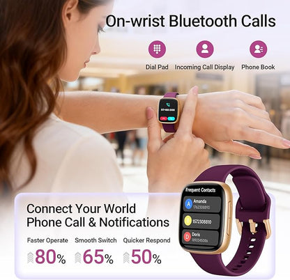 Fitpolo Smart Watch for Women, 1.85" AMOLED Fitness Tracker with Bluetooth Call, Heart Rate/Sleep/SPO₂ Monitor, 100+ Sports Modes, 3ATM Waterproof Smartwatch for Android/iPhone, Includes 2 Bands