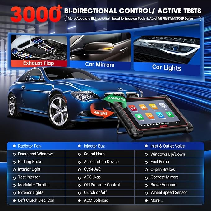 Autel Scanner MaxiCOM MK900BT, 2026 MK900-BT Bidirectional Diagnostic Scan Tool, 2.0 BT Ver. of MK900 MX900, 8in Up of MK808S MK808BT PRO MX808S MK808Z, 40+ Reset, 3K+ Active Tests, CAN FD & DoIP, FCA
