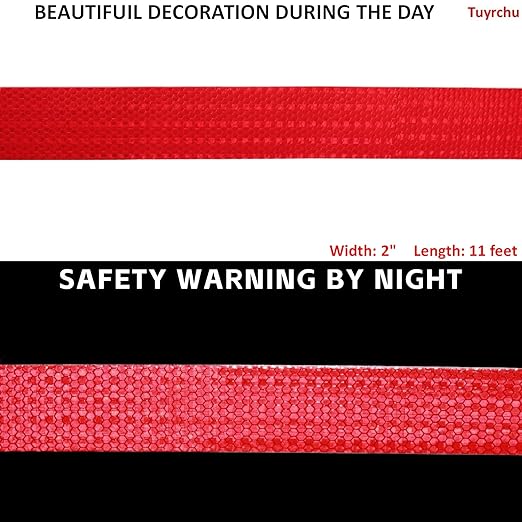 Red Reflective Tape Outdoor Waterproof 2 inch, High Visibility Warning Industrial Marking Tape, Safety Stickers (11 feet)