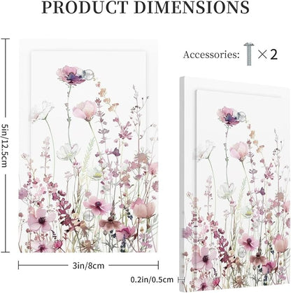 Floral Pink Watercolor Wildflowers Plant Flower Light Switch Cover Plate 1 Gang No Device Blank Electrical Wall Plates Faceplate Decorative Switch Plate Covers for Bedroom Living Room Decor