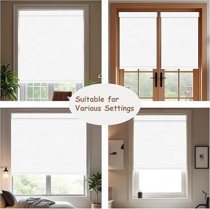 Motorized Roller Blinds with Remote, 100% Blackout Automatic Roller Shades for Bedroom, Bathroom, and Living Room, Customized Size, Snow White