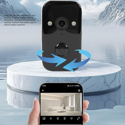 Pan Tilt Security Camera, 2K HD with Magnetic Mount, Wireless WiFi and No Monthly Fee, 5200mAh Battery for Easy Indoor Outdoor Installation