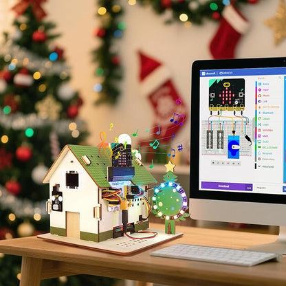 microbit Smart Home Kit for microbit v1 and v2,STEM Education Kit with Online Tutorial(Without Micro:bit and AAA Battery),Green