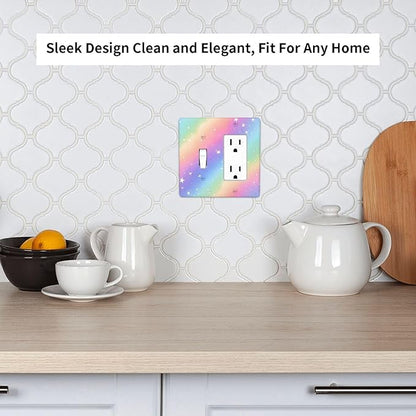 Decorative Outlet Covers Pink Blue Purple Iridescent Rainbow 2 Gang Light Switch Cover Plate Single Toggle 1 Rocker Wall Plates for Electrical Outlets Switch Plate Covers for Home Decor