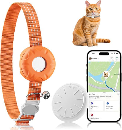 Cat Tracker, Compatible with Apple Find My App (Only iOS), No Monthly Fee, Orange