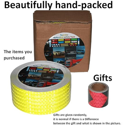 Fluorescent Yellow Reflective Tape Outdoor Waterproof 3 inch Wide, High Visibility Warning Safety Industrial Marking Tape (168 feet)