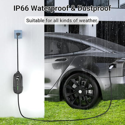 Level 1/2 EV Charger for Tesla,16A 120V/240V Home Charging Station, 25FT Cable with NEMA 6-20 Plug to NEMA 5-15 Adapter, NACS Connector, Travel Portable Electric Charger for Tesla Model Y/3/S/X