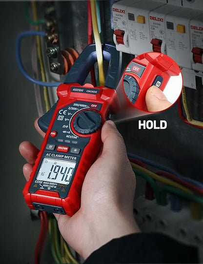 AstroAI Digital Clamp Meter Multimeter 2000 Counts Amp Voltage Tester Auto-ranging with AC/DC Voltage, AC Current, Resistance, Capacitance, Continuity, Live Wire Test, NCV, Blue