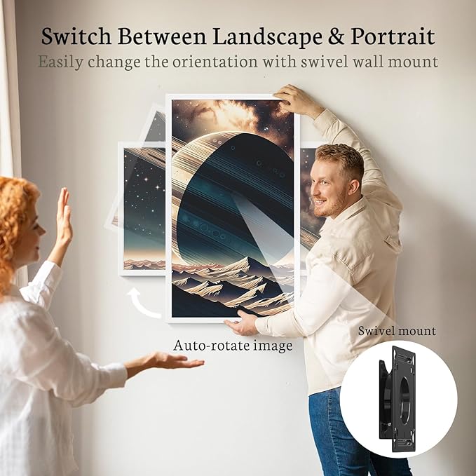 BSIMB 32 Inch Large Digital Picture Frame, Touchscreen 64GB 1920x1080 FHD WiFi Photo Frame Electronic Display Remote Control, Share Pictures/Videos via Free App/USB/SD Easy Setup Gifts for Mom, White