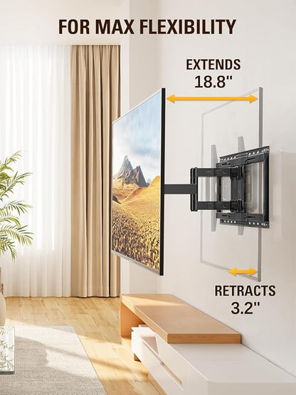 Mounting Dream Sliding TV Wall Mount for 42-86" TVs, Full Motion Articulating Dual Arms, Easy TV Centering, Max VESA 600x400mm, 132 lbs, MD2198