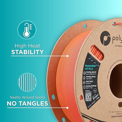 Polymaker HT-PLA Filament 1.75mm Gradient Fire, High Temp PLA for 3D Printing, Heat Stable Up to 150°C, Easy to Print, Works with Most FDM Printers, 1kg Spool