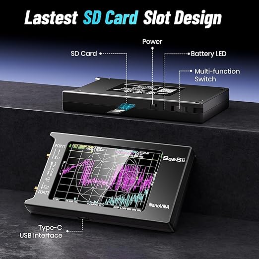 SEESII Upgraded NanoVNA-H4 Vector Network Analyzer, Latest V4.4 9KHz-1.5GHz HF VHF UHF 4" Touch Screen VNA Antenna Analyzer Measures S Parameters,Voltage Standing Wave Ratio, Phase,Delay, Smith Chart